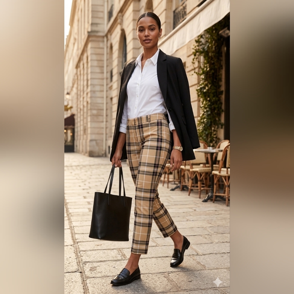 New York & Company Women's Plaid Dress Pants Size Small